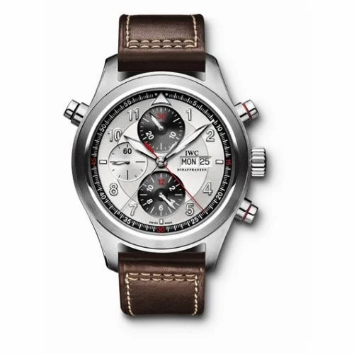 IWC Pilot's Watch Spitfire Double Chronograph Stainless Steel / Panda / Strap IW3718-02 (3718-02, IW371802)